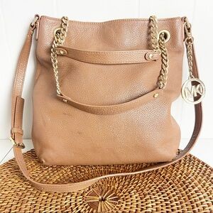 Michael Kors Brown Leather Purse Crossbody Bag With Gold Hardwear